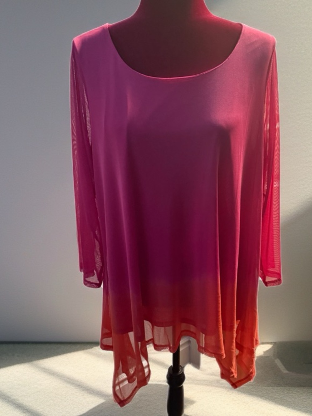 Attitudes by Renee Pink-to-Orange Ombre Scoop Neck Tunic